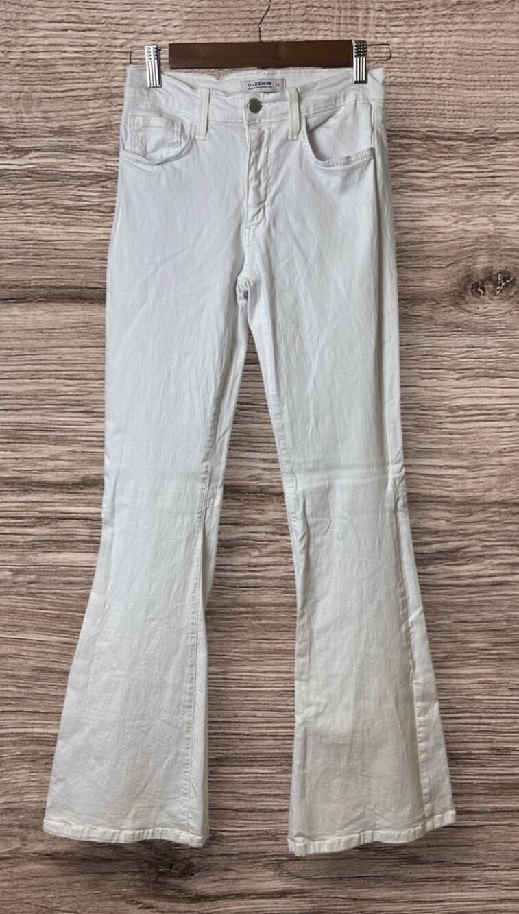 O2 Denim Women's All American White Denim Flare Jeans Size 26